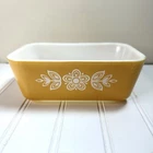 Vintage Pyrex Butterfly Gold 0502 1.5 pt. Refrigerator Dish Pan No Lid 6.75"