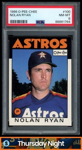 1986 O-PEE-CHEE #100 NOLAN RYAN PSA 8