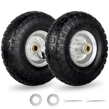 4.10/3.50-4" Tire and Wheel, 10" Pneumatic Tire, with 2.25" Offset Hub, 5/8" ...