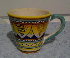 Deruta Italy Hand Painted Colorful Large Mug EUC