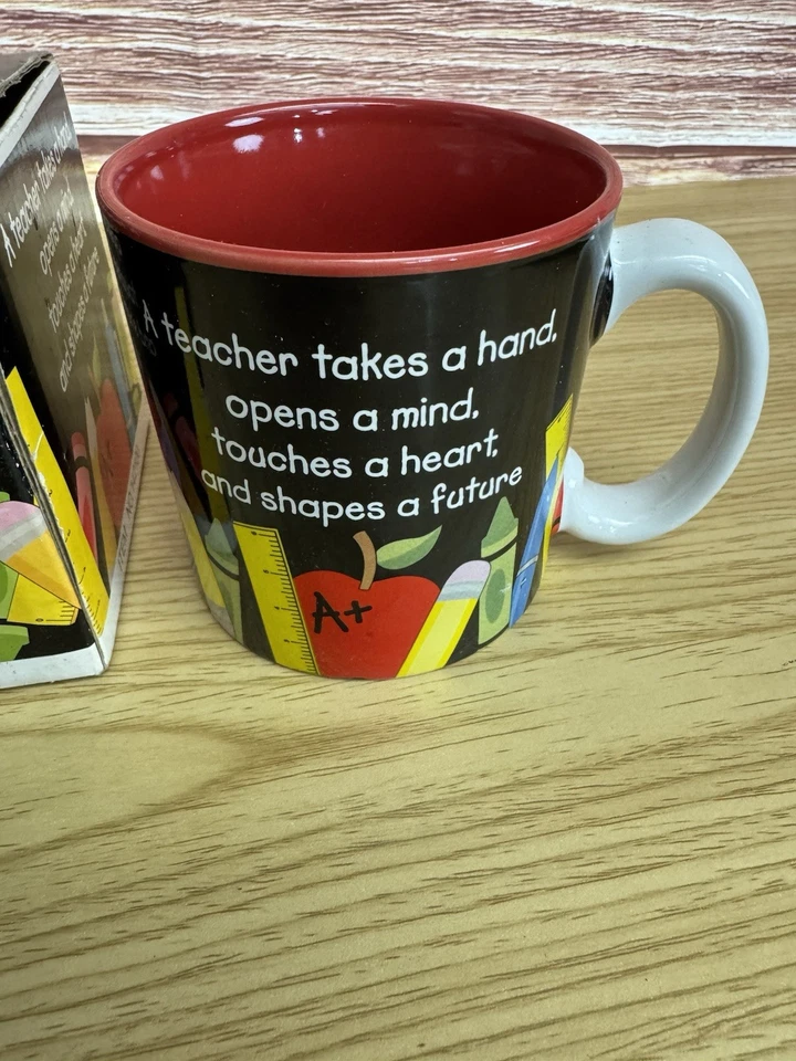 Taza de regalo para maestros roja negra taza de bebida de cerámica resistente cotización para maestros Foto 3 de 4