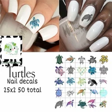 Turtles Wildlife  Waterslide Nail Decals Set Of 50 Bonus Instructions KC