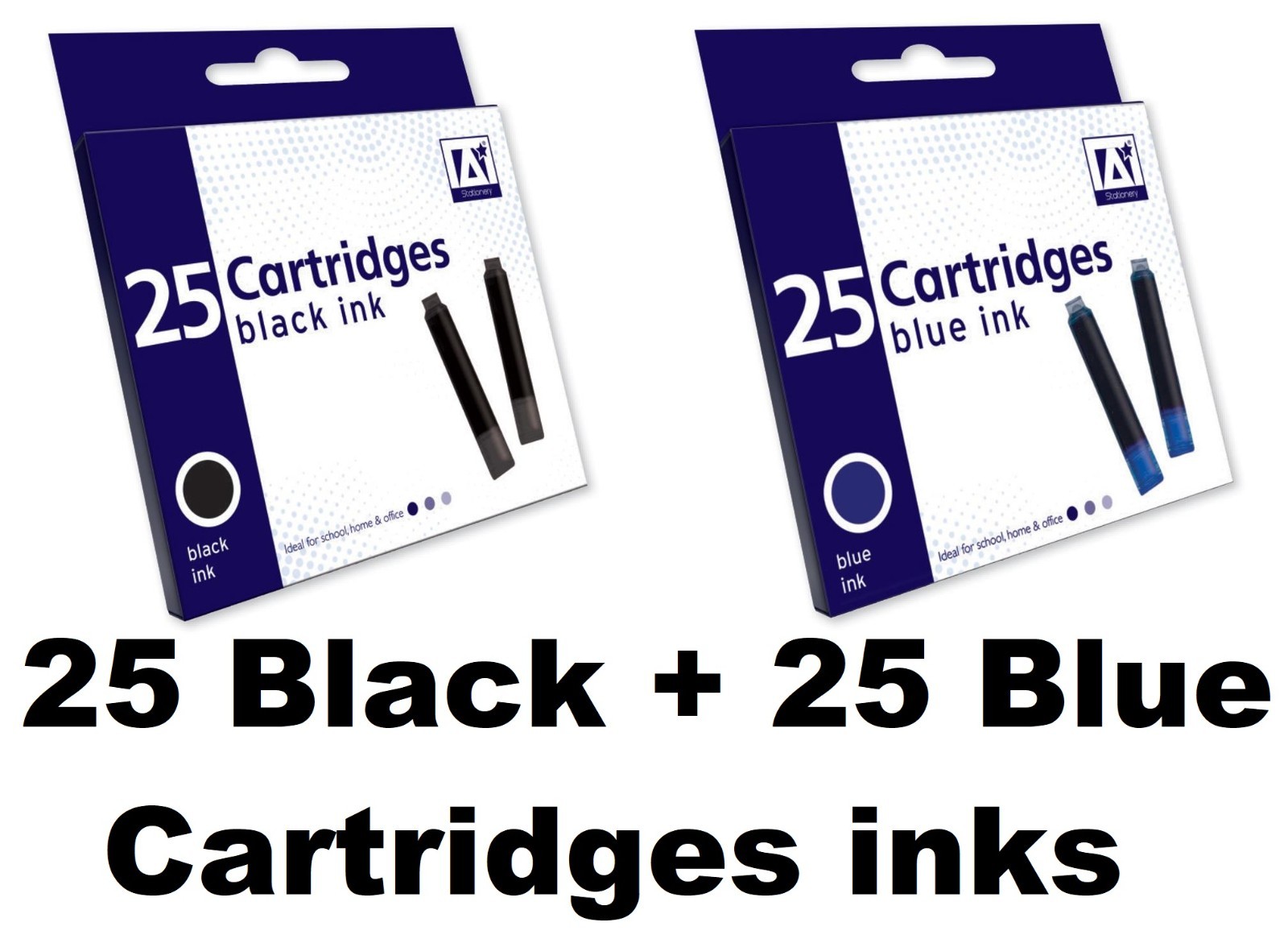 CARTRIDGES inks 25 Black and 25 Blue  Pen, Ink & Lead Refills