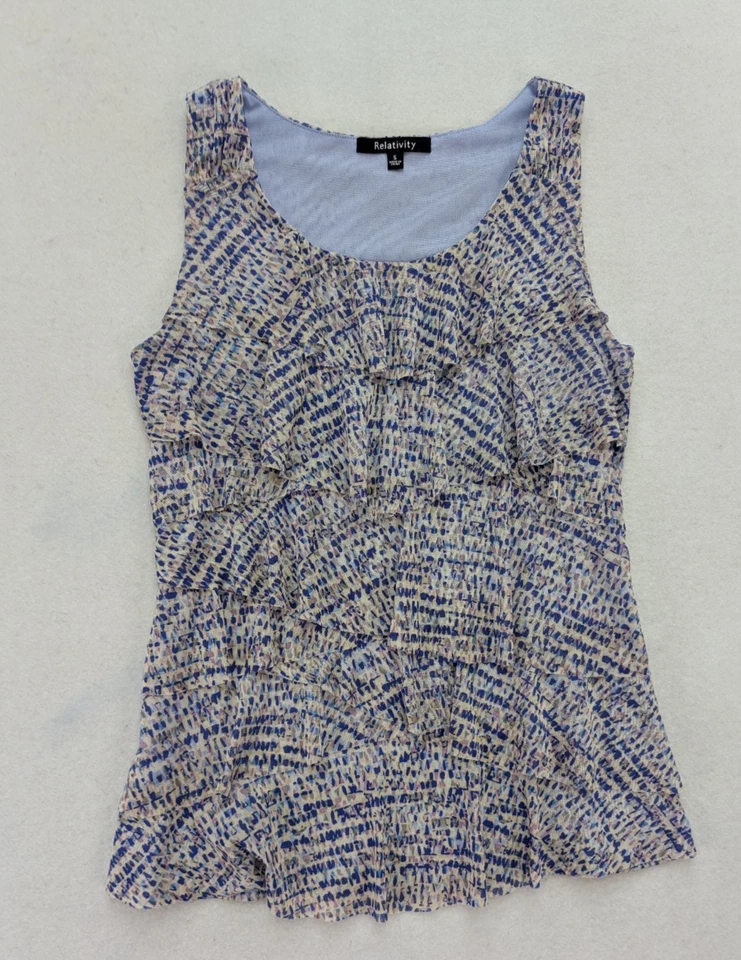 Relativity Women's Top Size S Mesh Ruffle Sleeveless Tank Blouse - Image 2 of 4