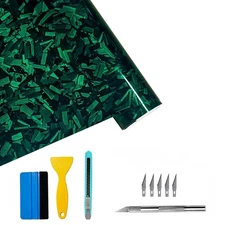 Lypumso Green Forged Carbon Fiber Vinyl Wraps 1ft x 5ft and Tools Kits