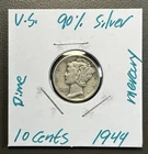 1944 - 10C Mercury Dime / 90% Silver Coin.