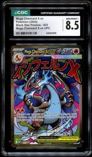 CGC 8.5 NM-MINT+ Mega Charizard X Ex MEP 023 Black Star MEP023 Pokemon Card 019