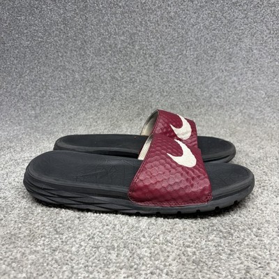 Nike Benassi Solarsoft Slides Sandals Shoes Men's Size 6 Black Maroon 705474-602