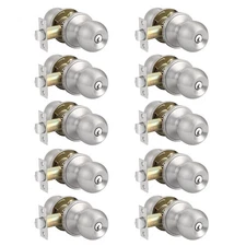 Brushed Nickel Round Door Knobs Privacy Passage Wave Door Levers Entry Locks