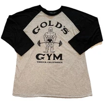 Vintage Gold’s Gym Muscle Joe Classic Raglan 3/4 Size M USA Bodybuilding