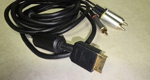 Cable AV compuesto Sony PlayStation PS2 PS3 - punta dorada (genuino OEM) - Imagen 1 de 2