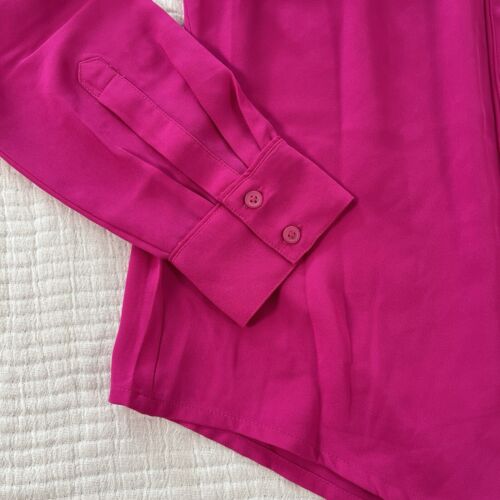 Express Shirt Womens XS Hot Pink Portofino Shirt Button Down Chiffon Office NWT - Picture 2 of 13