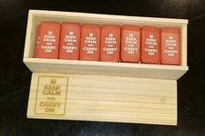 *Personalized* CUSTOM Double 6 Domino Set of KEEP CALM AND CARRY ON Dominoes RED