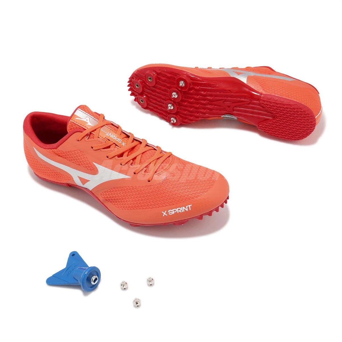 Mizuno X Sprint Orange Silver Men Running Track Shoes Spikes