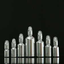 10x Argento Vetro Vuota Flaconi Contagocce Liquido Pipetta Contenitore Viaggio