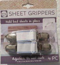 Bed Sheet Straps Grippers Fasteners - Elastic Fastening Grips - EVRIHolder 4 Pc