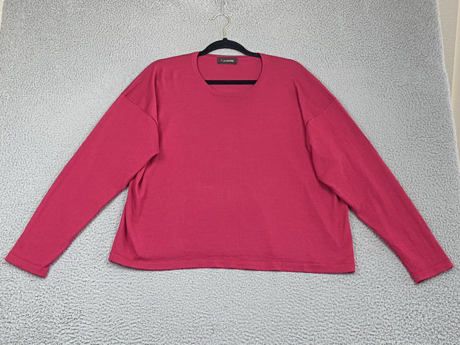ESKANDAR Cashmere Silk Pullover Sweater Sz Cranberry Hand-Loomed
