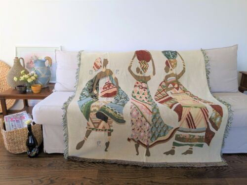 DaDa Bedding Dancing Women African Kwanzaa Woven Tapestry Throw Blanket, 50 x 60 - Picture 6 of 6