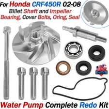 Water Pump Impeller Billet Shaft Complete Repair Kit For Honda CRF450R 2002-2008