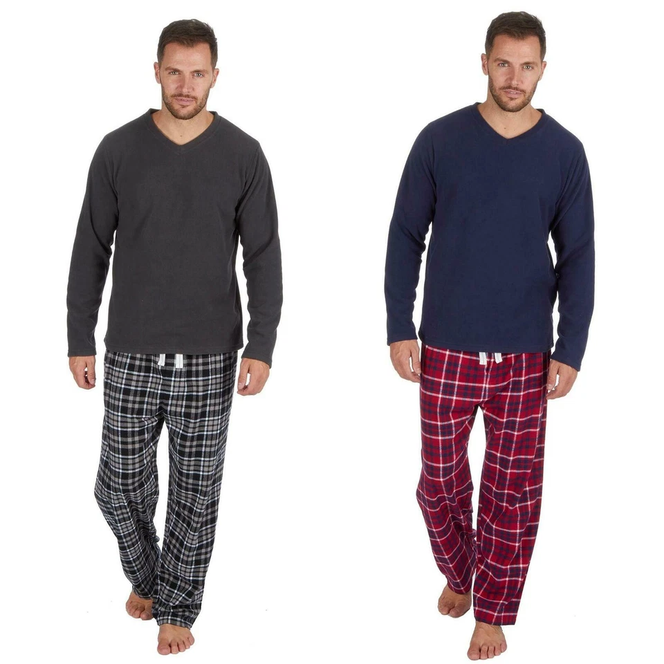 STYLE IT UP Mens/Boys Matching Pyjamas/Pjs Winter Cosy Brushed Fleece Pajama set Long Sleeve