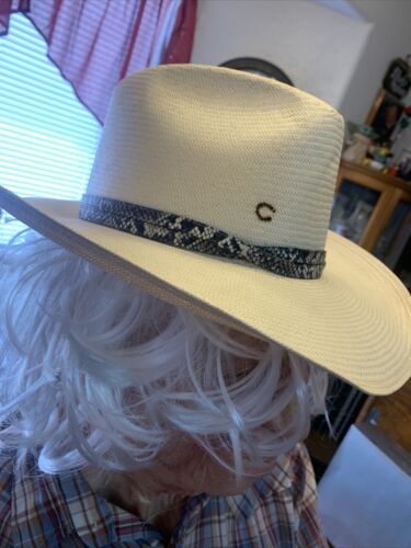 Charlie 1 Horse Straw Western Cowboy Hat Size 7 - 1/4  - Afbeelding 1 van 7