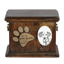 Dalmatian - Urn for dog  s ashes with ceramic plate and description USA