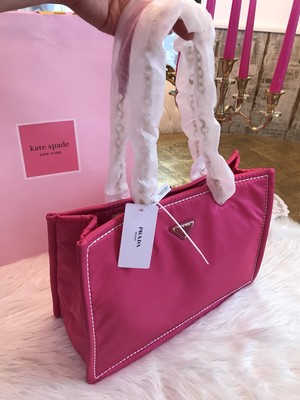 NEU* 1.150  PRADA Nylon Shopper Tote Bag Tessuto Hand Tasche pink fuchsia Gold