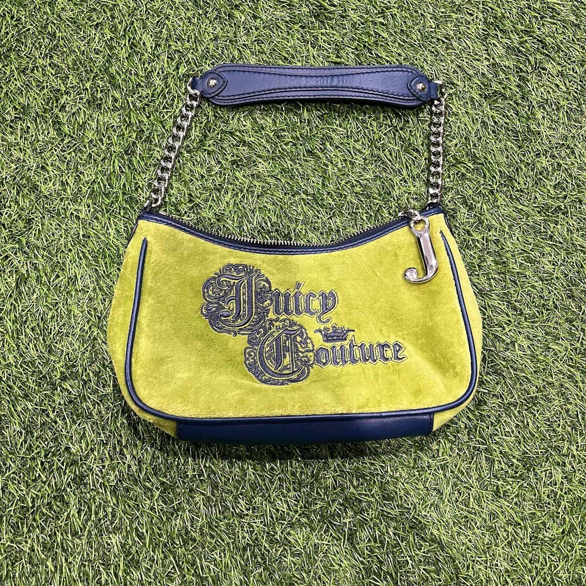 Juicy Couture Vintage Green Blue Velour Shoulder Bag Petite Dainty