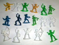 vintage Cowboys Indians Figures 2" plastic made in Hong Kong x17