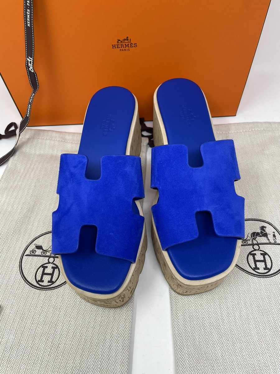 Hermes EZE 30 Sandals Ocean Blue NIB 38 | eBay