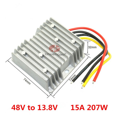 48V to 13.8V 15A 207W regulator DC converter high power car boost module