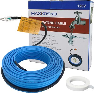 MAXKOSKO 3-40FT Automatic Heating Cable For Water Pipe Freeze Proof Tape, 120V