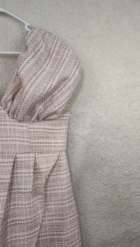 Asos Women Dress 12 Pink Textured 100% Polyester V Neck Front Slit Knee Length - Image 4 of 4