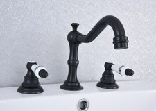 Oil Rubbed Bronze Widespread Bathroom Faucet Basin 3 Hole Vanity Sink Mixer Tap