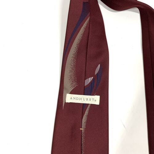 Vintage Andhurst Mid Century Modern MCM Red Pointed Tie - Picture 4 of 6