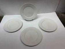 Philippe Richard Brentwood Salad Plates White Ribbed. 7 3/4 Inch. Set Of Four.
