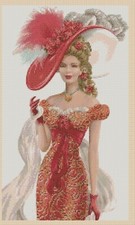 Elegant Lady Red Dress Counted Cross Stitch CHART No. 1-156V