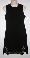 NWT $138 - CALVIN KLEIN Little Black Sheath Dress with Grommets, Black, Size 2