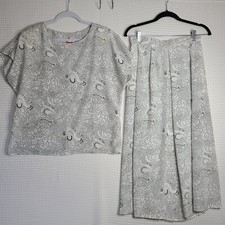 Claude Womens Sz 11/12 White Abstract 2pc Pleated Skirt/Top Set