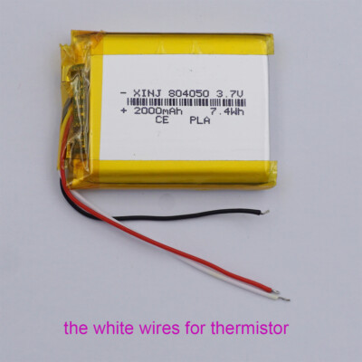 3.7V 2000mAh Polymer Li Li-po Battery 804050 Thermistor 3-Wire For GPS ...