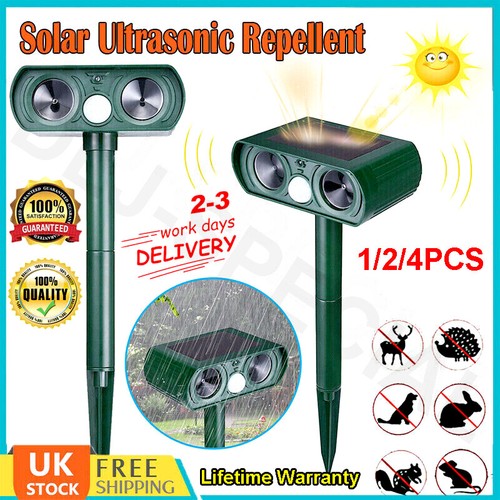 1/2/4x Solar Ultrasonic Dog Cat Repellent Fox Pest Scarer Deterrent