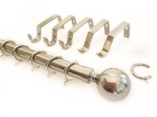 Curtain Pole Extra long 3m 4.5m 5.7m 7.5m 28mm Brushed Chrome Metal Ball Finial