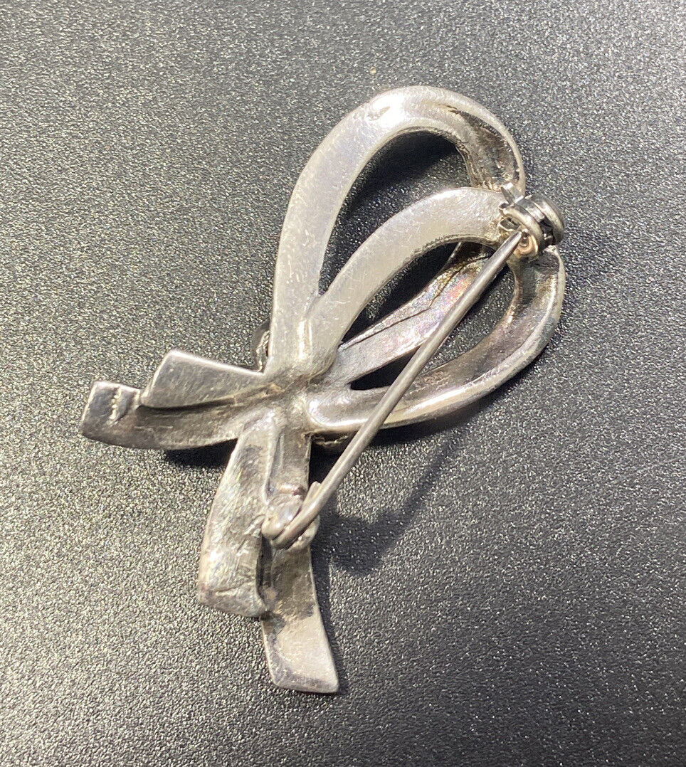 Vintage Sterling Silver Marcasite Double Knot Flo… - image 4