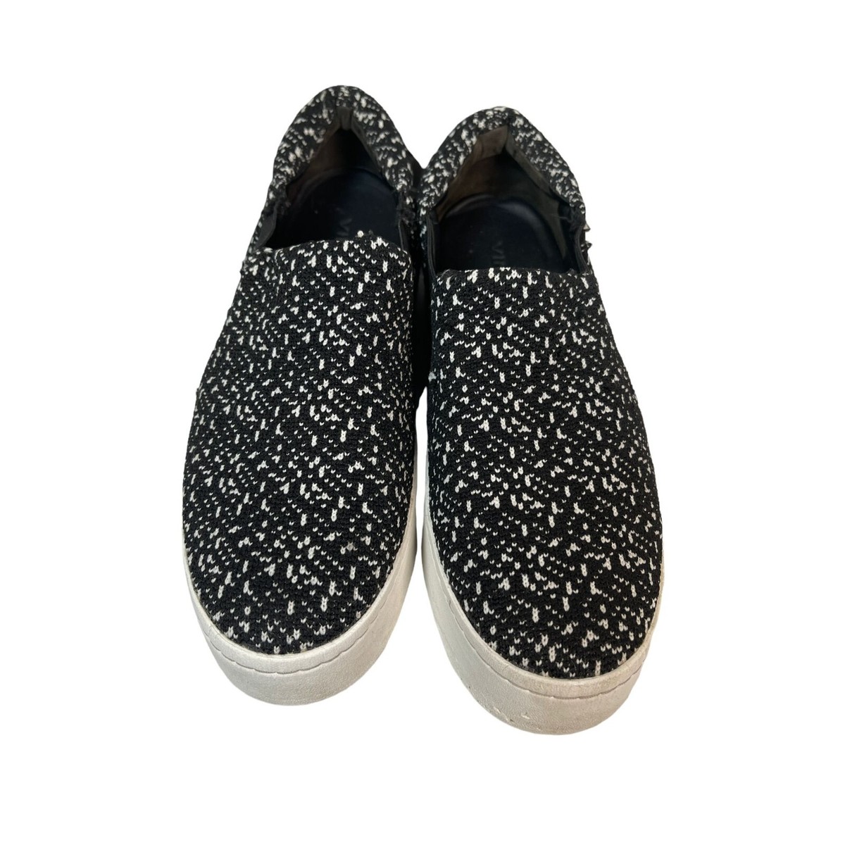 Vince Warren Tweed Knit Platform Slip On Sneakers Black White Size
