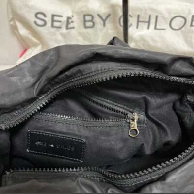 SEE BY CHLOE Handbag Shoulder Bag Logo Nylon Black Women's