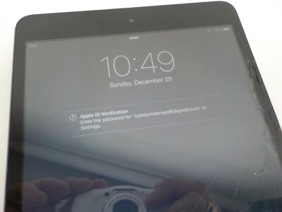 Apple iPad mini 1st Generation. 16GB, Wi-Fi, Gray Screen Cracked Needs Reset 