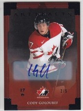 2013-14 UD ARTIFACTS CODY GOLOUBEF AUTO /5 BLACK #130 Autograph Team Canada