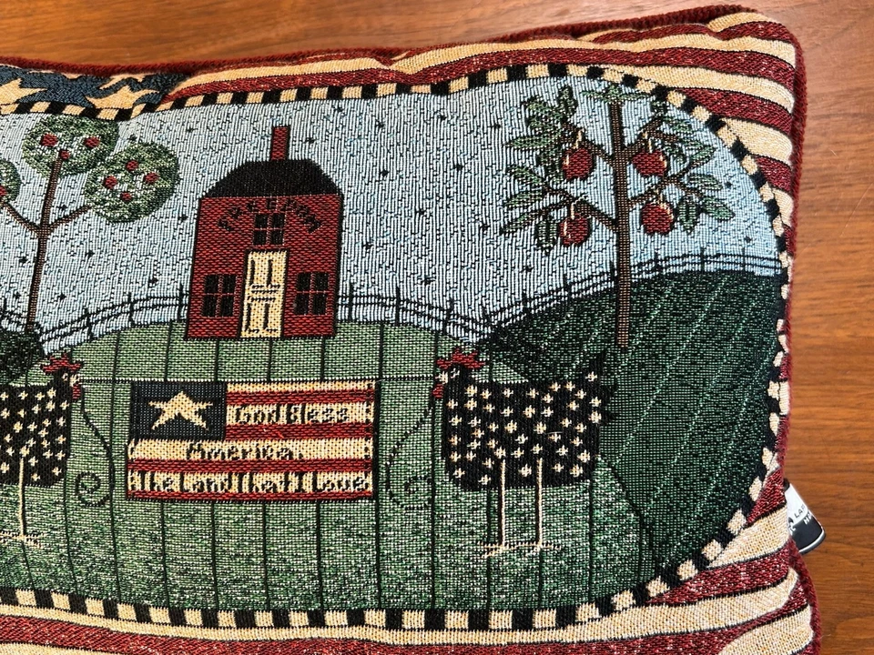 Almohada tapiz patriótico God Bless America HECHA EE. UU. arte popular firmada  Foto 4 de 4