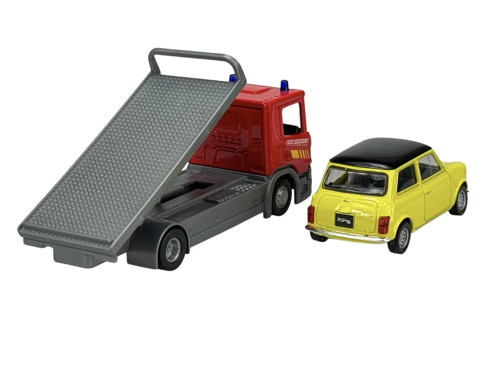 WELLY SCANIA P320 FLATBED 1:57 + MINI COOPER 1300 1:43 DIE CAST NEW BOX 92662 - Bild 4 von 4