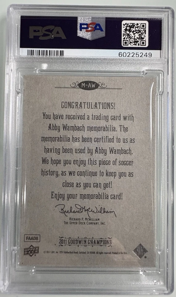 UD Goodwin Champions 2011 recuerdos auténticos Abby Wambach #M-AW PSA 8 - POP 2 Foto 2 de 2